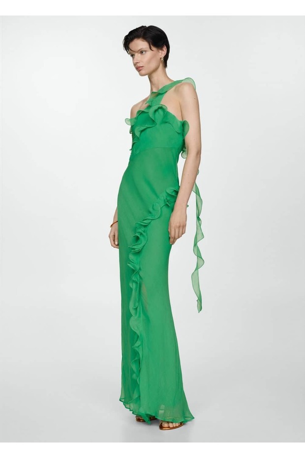 Volanlı asimetrik elbise - 2