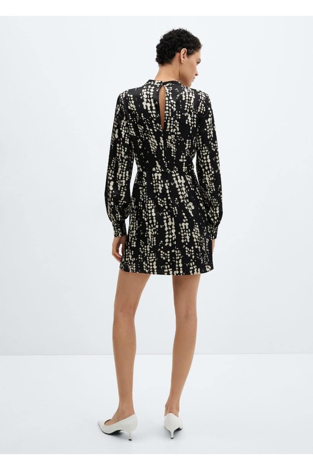 Desenli pilili elbise - 4