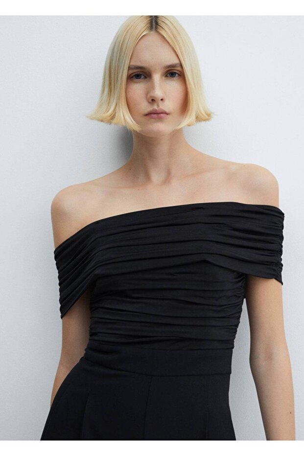 Büzgülü Omzu Açık Tulum - 8