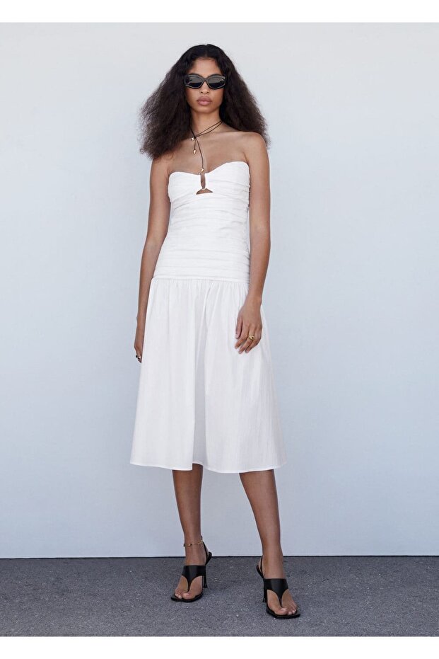 Metalik Detaylı Drape Elbise - 2