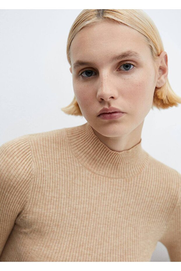 Perkins yaka ribana elbise - 7