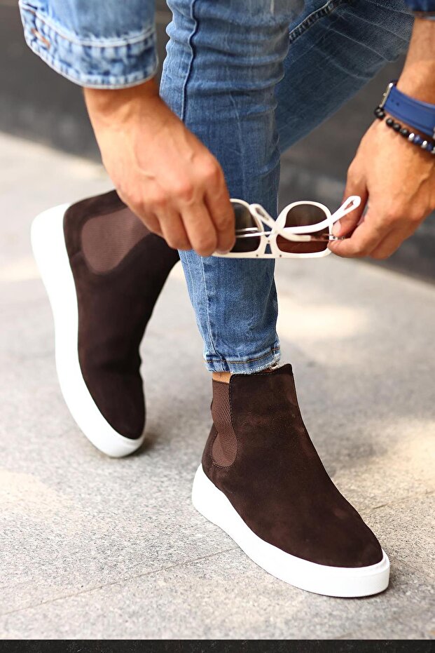 - Brown Genuine Leather Suede Men's Chelsea Boots 250-041