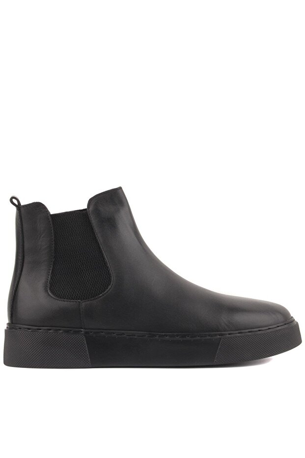 - Black Genuine Leather Men's Chelsea Boots - Black Sole - 250-041