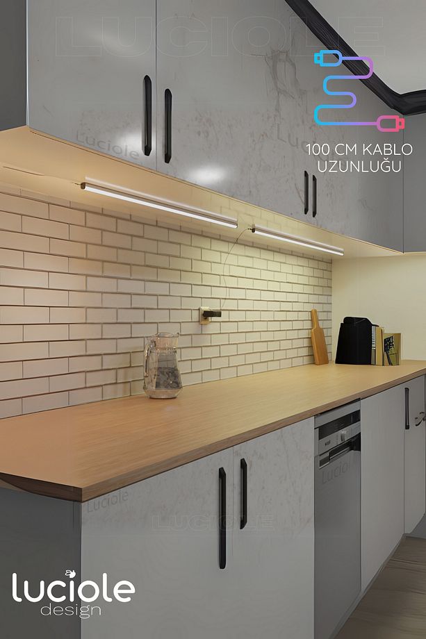Mutfak tezgah altı  led ışık bar  aç kapa günışığı yapışkanlı 1 metre - lambader gun5 - 3