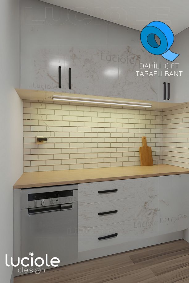 Mutfak tezgah altı  led ışık bar  aç kapa günışığı yapışkanlı 1 metre - lambader gun4 - 4