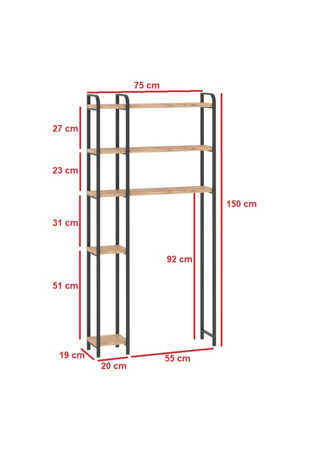 Wc Arkası çok amaçlı Banyo Düzenleyici Klozet Rafı Klozet Üstü Raf Ve fırçalık Havluluk - 5