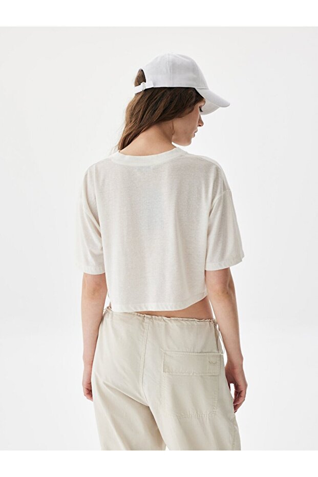 Kırcıllı Krem T-shırt - 4