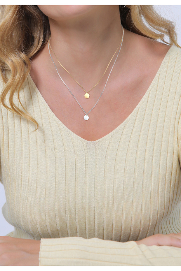 Dámský náhrdelník s přívěskem, 2 vrstvy, ze sterlingového stříbra 925 - 6