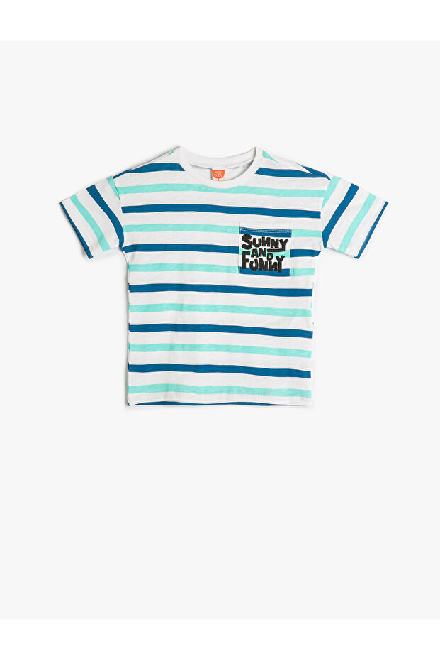 4smb10195TK 0s1 - Ecru STriped ShorT Sleeve Jersey T-shirt for Baby Boy