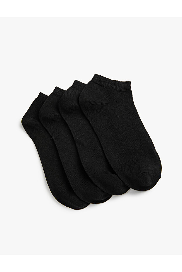 Basic Cotton Blended 4-Piece Booties Socks Set
