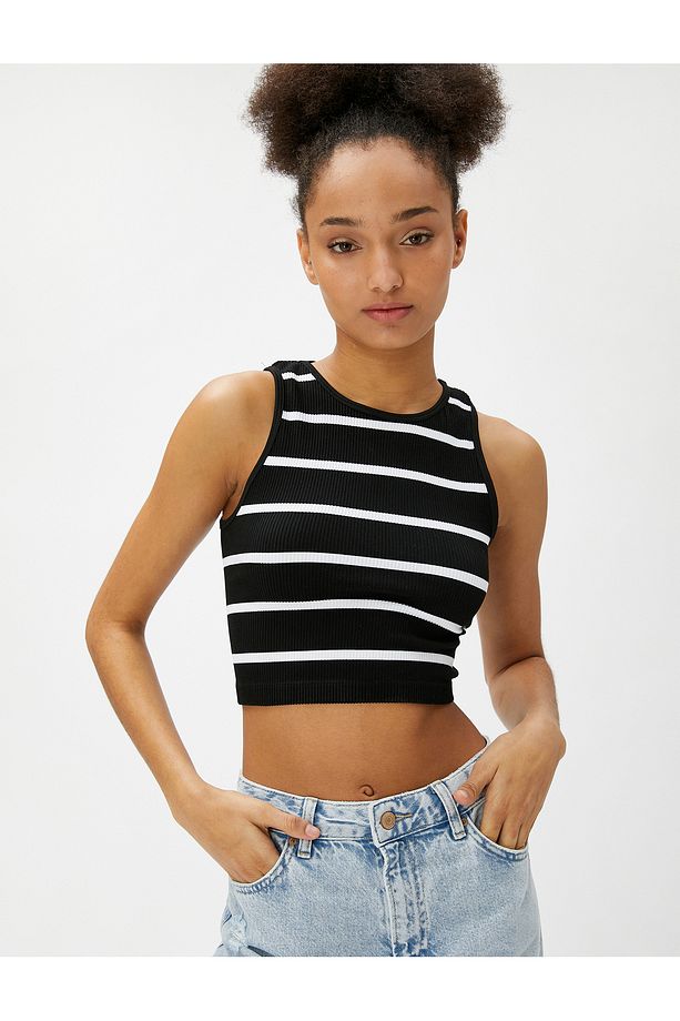 Crop Fitilli Atlet Basic Halter Yaka - 1