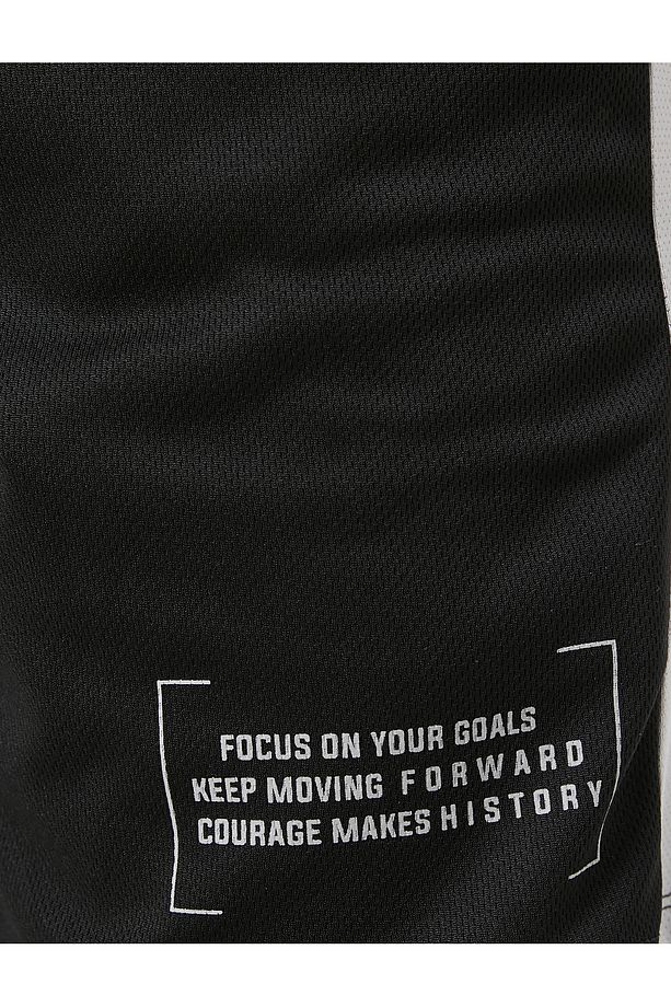 Spor Şort Beli Bağcıklı Slogan Baskılı - 6