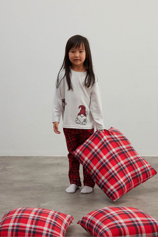 Kız Çocuk Pamuklu Uzun Kollu Pijama Takımı - 1