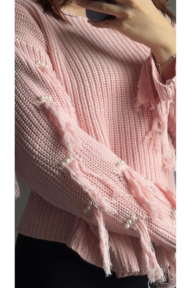 İncili Triko Kazak -Pembe - 2
