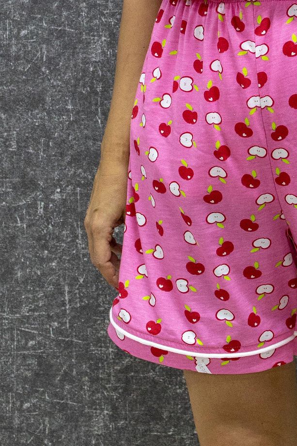 Pamuklu Baskılı Düğmeli Pijama Takımı Elmalı S/m - 3