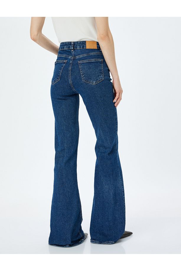 Yüksek Bel Slim Fit İspanyol Paça Kot Pantolon  -  Flare Jean - 4