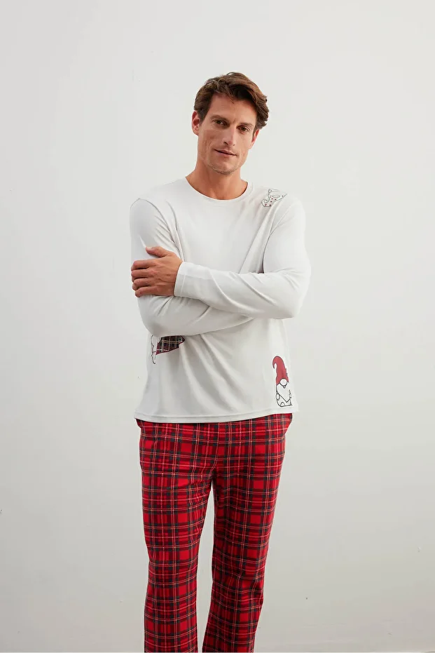 Erkek Pamuklu Uzun Kollu Pijama Üstü - 2