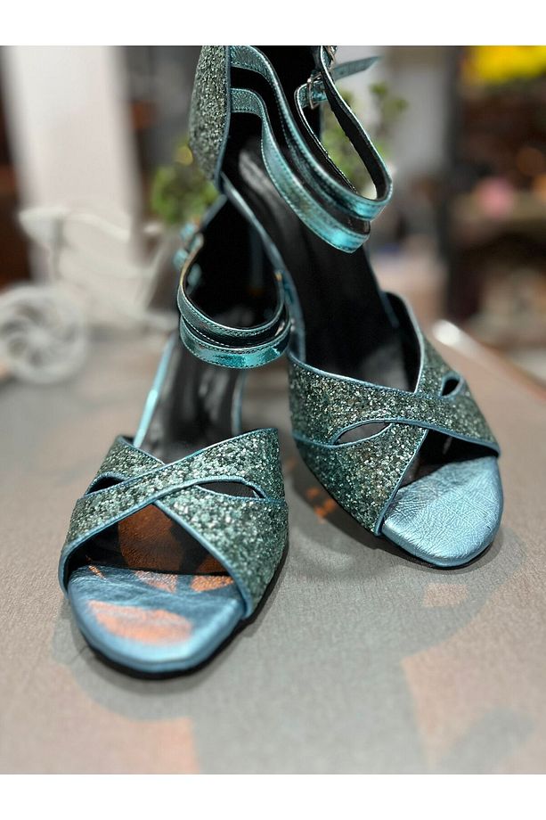 CAMGÖBEGİ MASKE MODEL ÇİFT BANTLI KAPALI TOPUK 8,5 CM 13 PONT BOYU TANGO,DANS VE ABİYE AYAKKABISI - 5