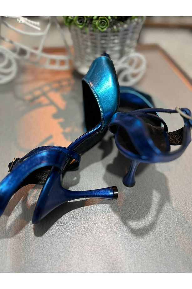 NEON MAVİ AÇIK TOPUK 13 PONT 8,5 CM TOPUK TANGO, DANS VE ABİYE AYAKKABISI - 5