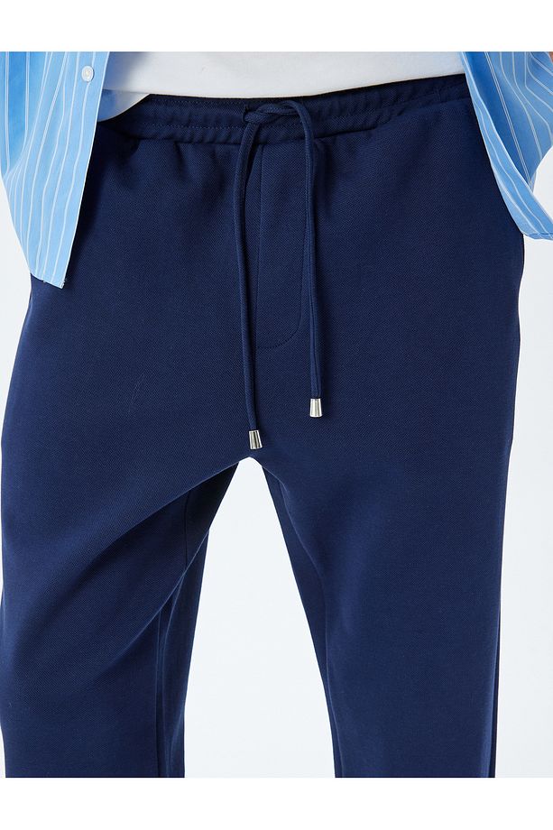 Pamuklu Pike Kumaş Cep Detaylı Beli Bağcıklı Jogger Eşofman Altı - 5