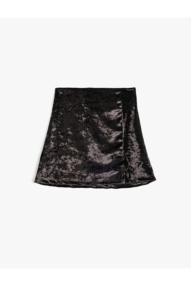 Mini Velvet Skirt with Bow Detail