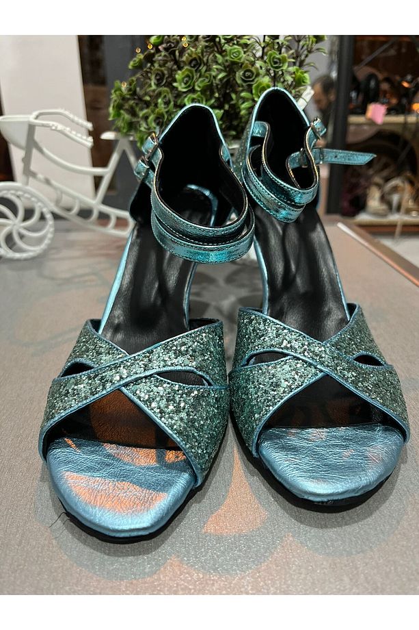 CAMGÖBEGİ MASKE MODEL ÇİFT BANTLI KAPALI TOPUK 8,5 CM 13 PONT BOYU TANGO,DANS VE ABİYE AYAKKABISI - 2