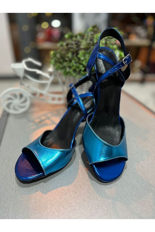 NEON MAVİ AÇIK TOPUK 13 PONT 8,5 CM TOPUK TANGO, DANS VE ABİYE AYAKKABISI - 1