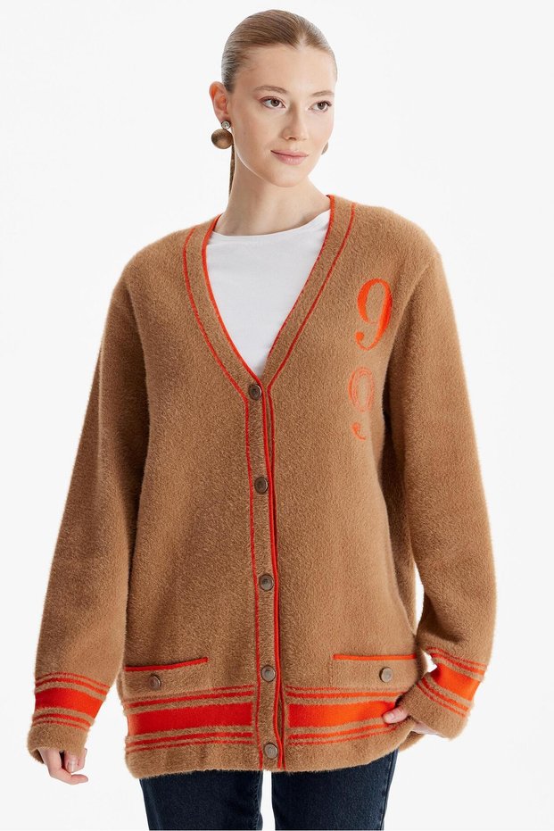 Cameel Mink Cardigan - College Detailed