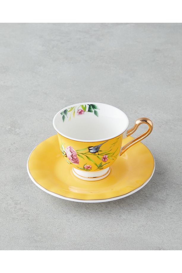 Vanilla Mood New Bone China 12 Parça 6 Kişilik Kahve Fincan Takımı 90 ml Sarı - 3