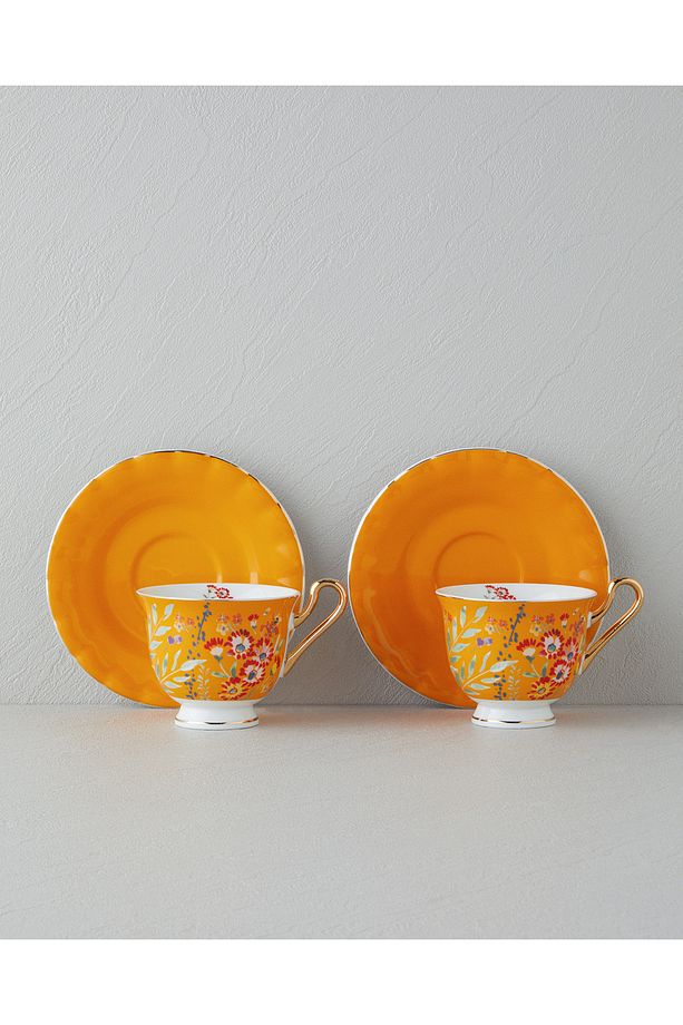 Miranda New Bone China 4 Parça 2 Kişilik  Fincan Takımı 220 ml Turuncu - 2