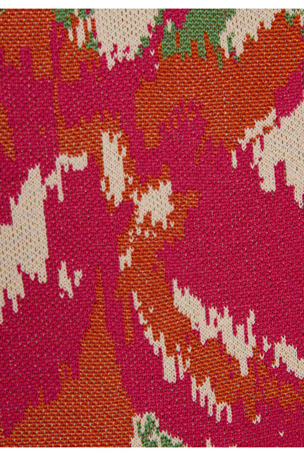 Çicek Desenli Triko Elbise - 8