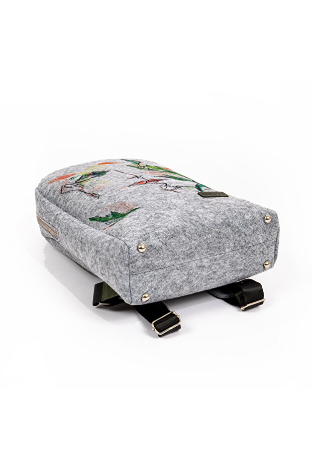 Faces Zippered Felt Backpack - 4