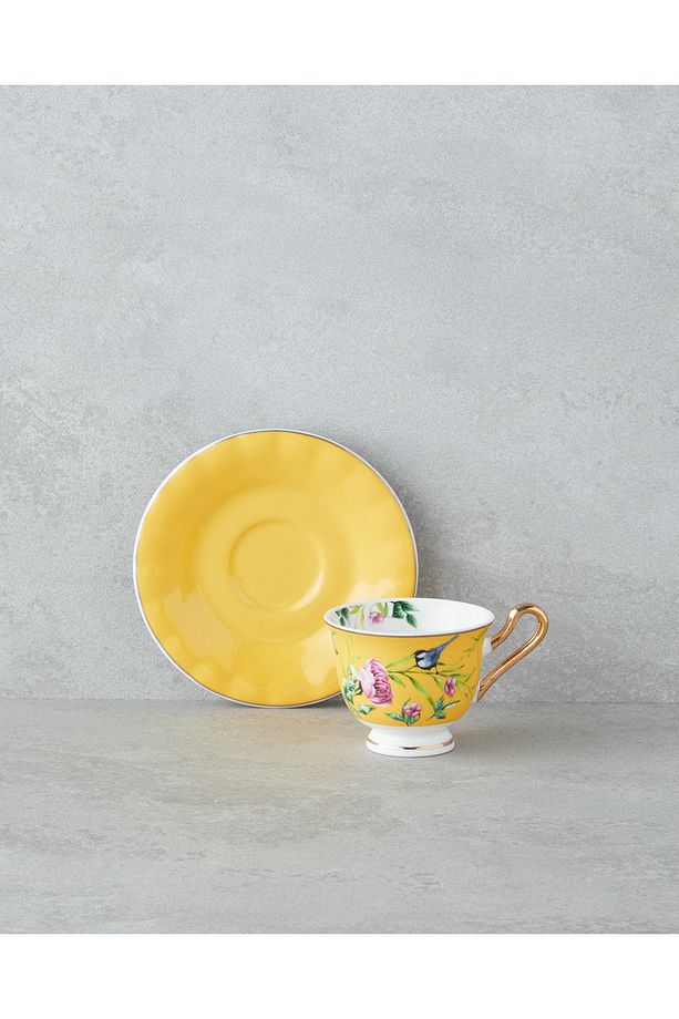 Vanilla Mood New Bone China 12 Parça 6 Kişilik Kahve Fincan Takımı 90 ml Sarı - 2