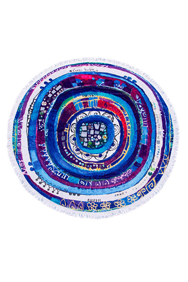Evil Eye Round Beach Towel, Cotton, Microfiber, Soft, Water Absorbent