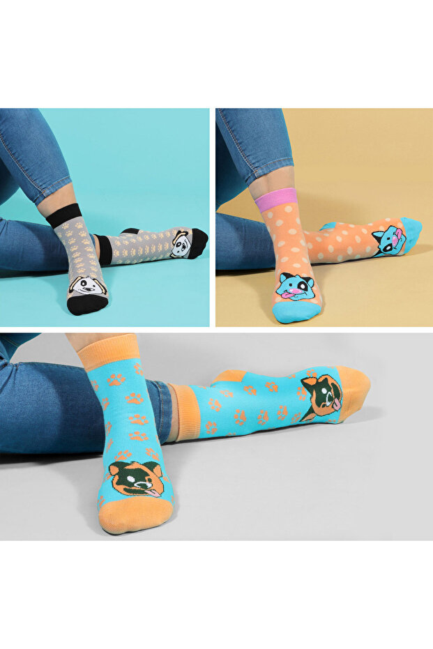 5 جوارب نسائية منقوش كلاب - 4