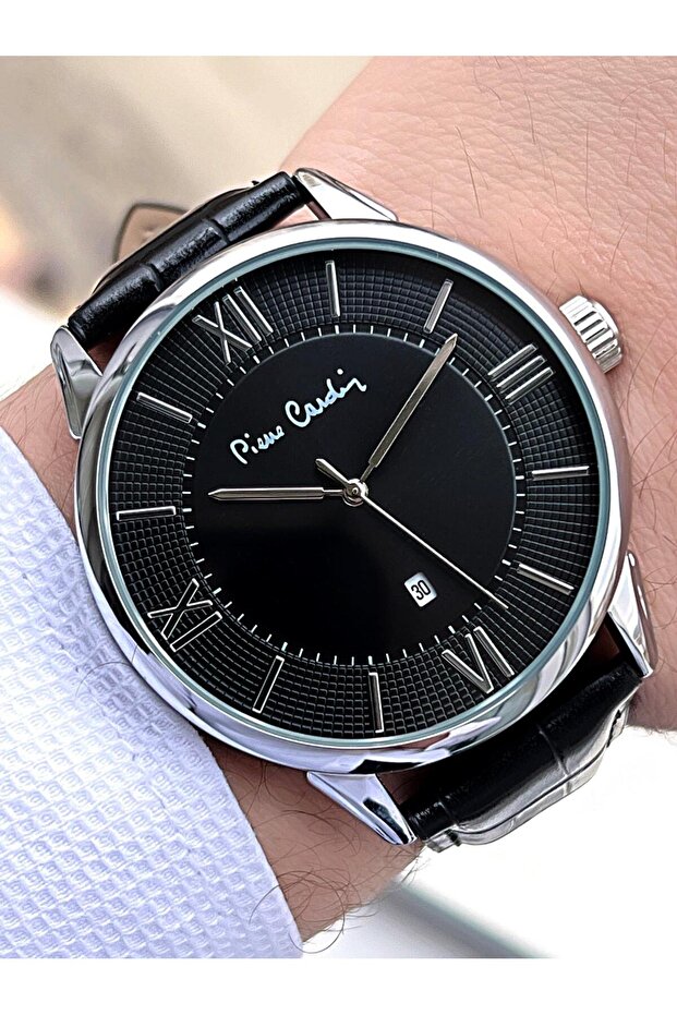 Black Leather Cord Men's Wristwatch 30 Mt Waterproof Tiger Eye Bracelet