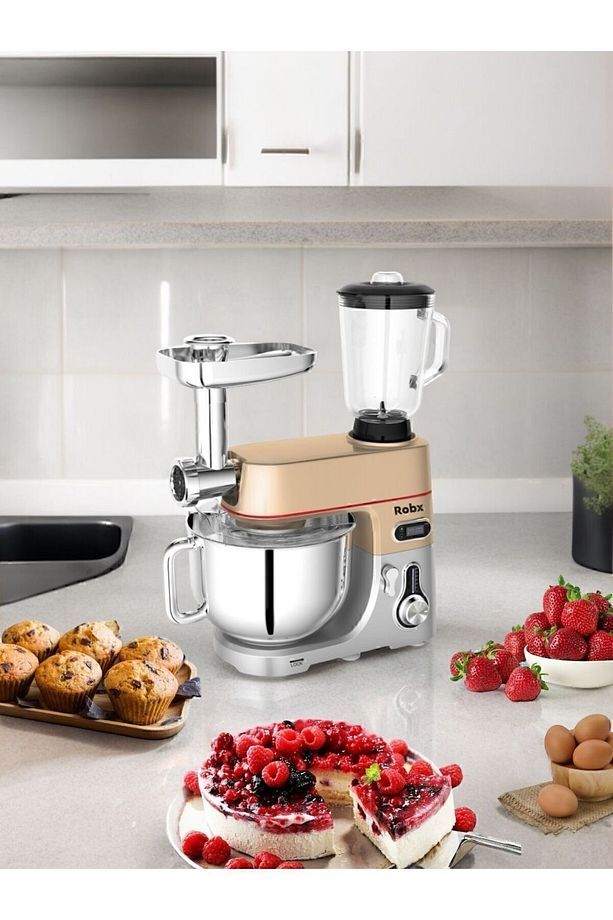 Sr50 Döküm Gövde 7 Litre Içli Köfte Hamur Yoğurma Kıyma Çekme Erişte Blender Çıpıcı mixer Set - 3