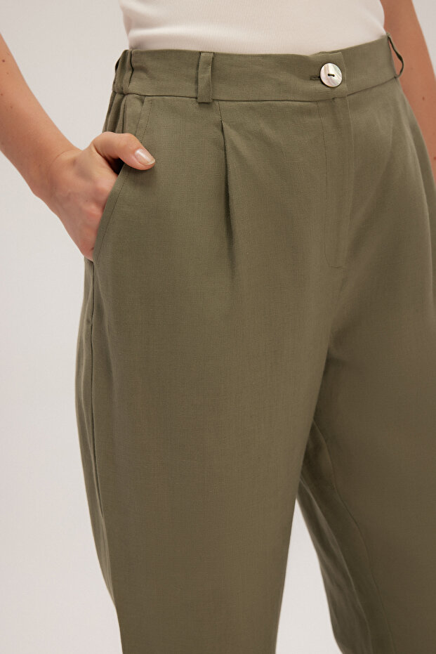 Duble Paça Keten Pantolon - 2