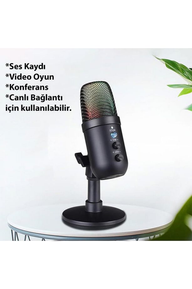 Kablolu Kardioid RGB Mikrofon - Profesyonel Oyuncu ve Podcast Kullanımı İçin - 4