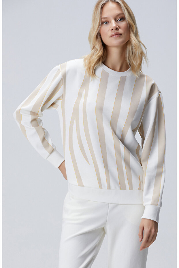 Vizon Kırık Beyaz Sweatshirt - 1