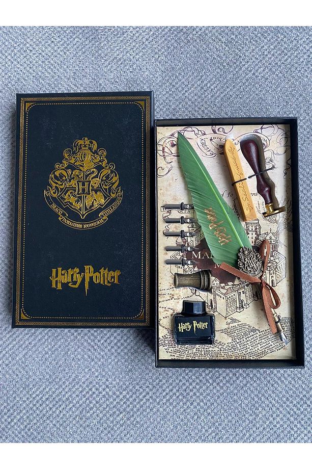 Harry Potter Mumlu Mühürlü Mürekkepli Divit Kalem Set Kuş Tüyü Sevgili Yeni Yıl Yılbaşı Hediye - 2