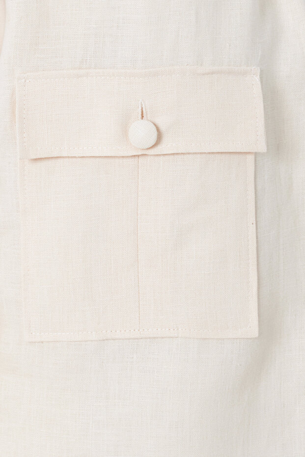 Cepli Keten Elbise - 8