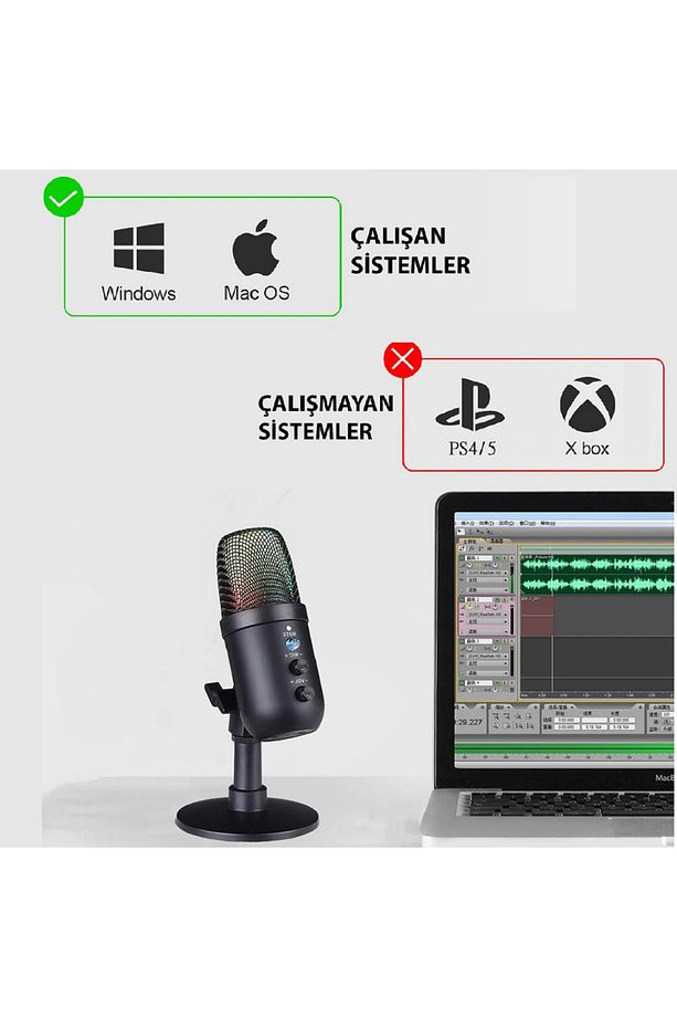Kablolu Kardioid RGB Mikrofon - Profesyonel Oyuncu ve Podcast Kullanımı İçin - 3