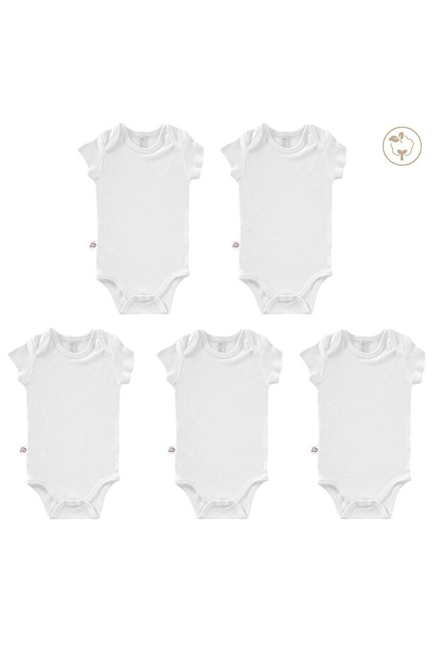 White Color Baby Bodysuit Sleeveless Set of 5 - Baby Undershirt 100% Cotton | Sleeveless Baby Undershirt
