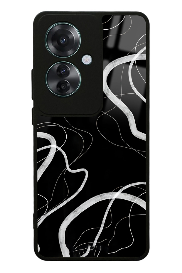 Oppo Reno 11F 5g Black Wave Design Glossy Phone Case