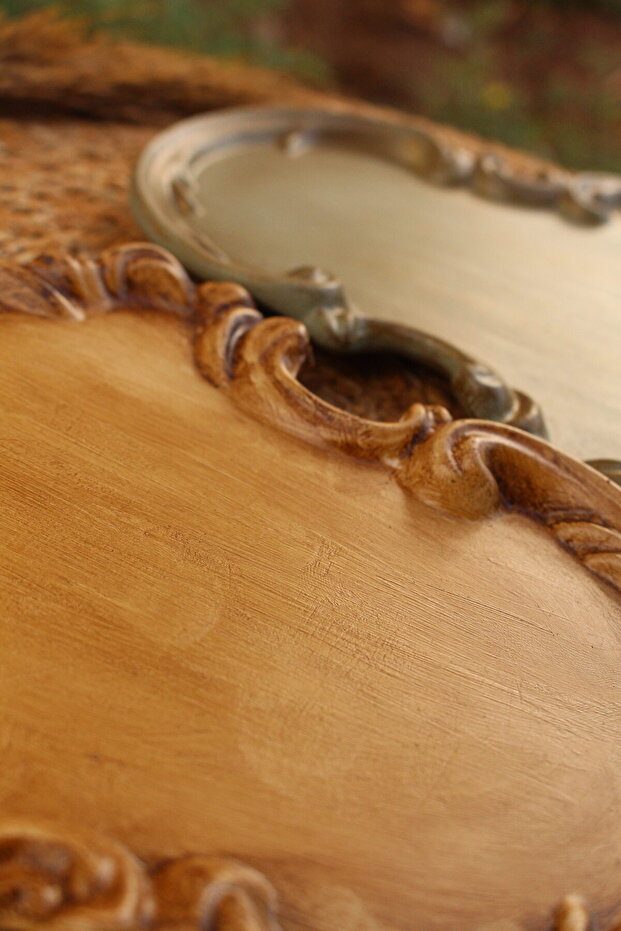 Vıvasto Dekoratif 2'li BOHEM Eskitme Sunumluk Seti,Dekoratif Takı Tabağı,Tütsülük,Mumluk100%Taş Tozu - 8