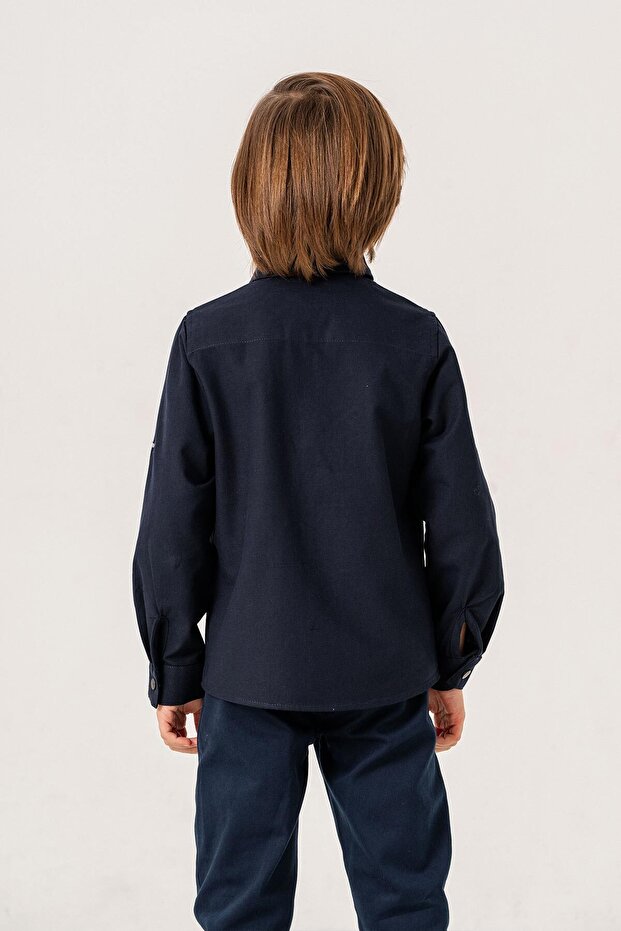 Foldable Long Sleeve Basic Boy's Shirt - 8