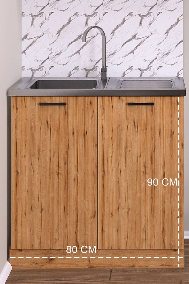 80 Cm Detroit Helena Mutfak Evyeli Alt Modül ,mini Hazır Mutfak Dolabı Alt Modülü - 3