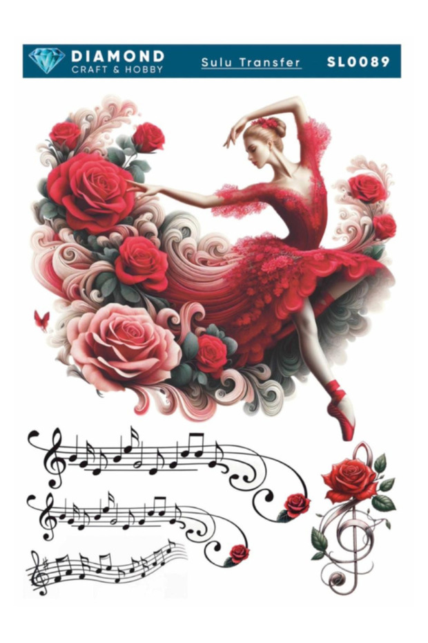 Diamond Water Transfer Paper Sl0089 25X35Cm - Ballerina and Rose