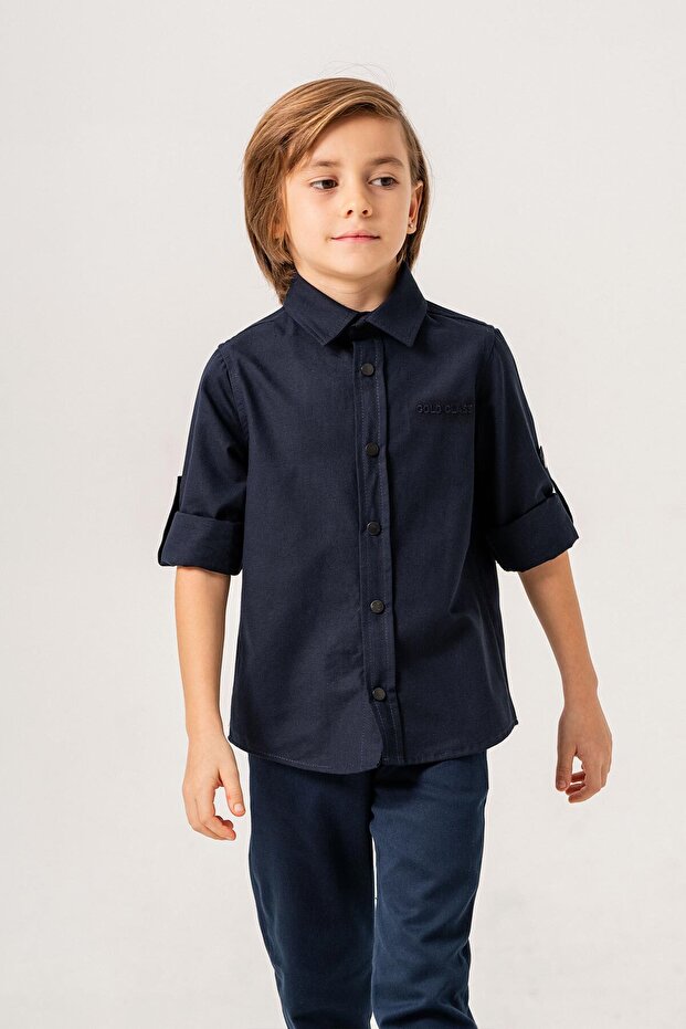 Foldable Long Sleeve Basic Boy's Shirt - 3
